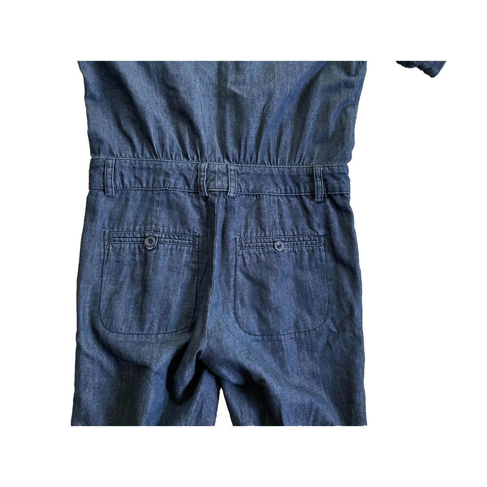 Vince Denim Blue Jean Collared Boiler Jumpsuit Coveralls Dark Wash Womens Size 0 - Picture 7 of 9